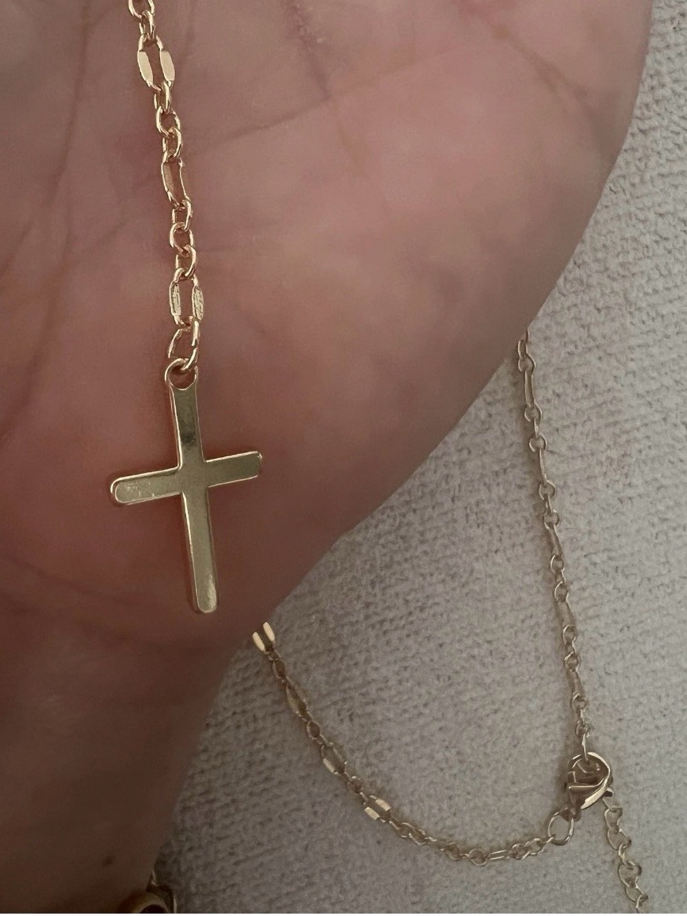 18K Gold Plated dainty Cross Lariat Necklace Stainless Steel Womens Jewelry - Picture 9 of 10